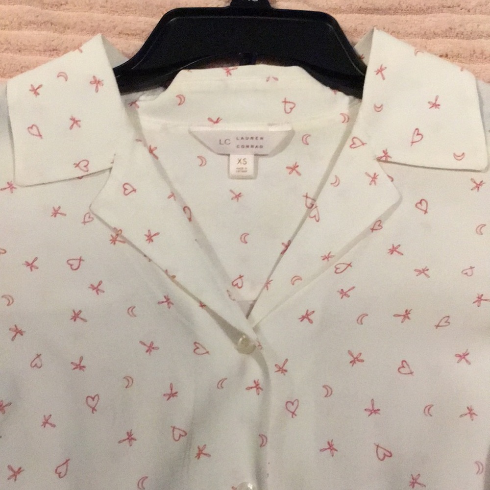 Lauren Conrad Collared Shirt with hearts & stars